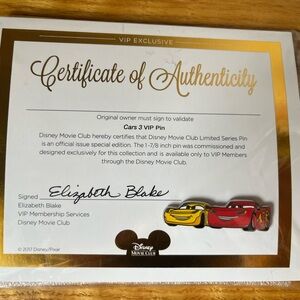 Disney Cars collectable pin.